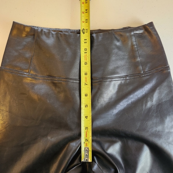 RW&CO High Waisted Rise Black Faux Leather Leggings Tights Pants Stretchy Career - Picture 11 of 12